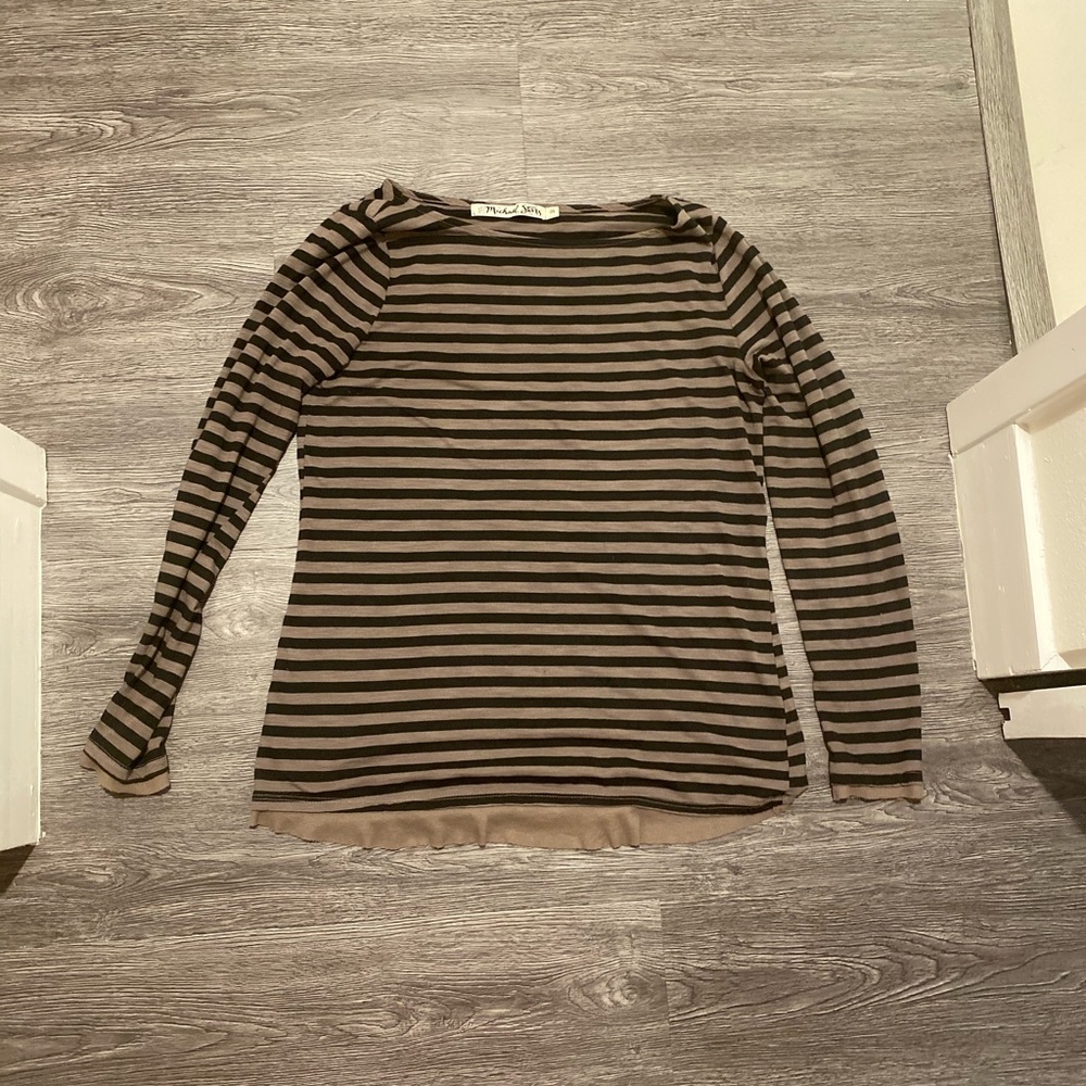 Michael Stars Mocha / Black Stripe top OS